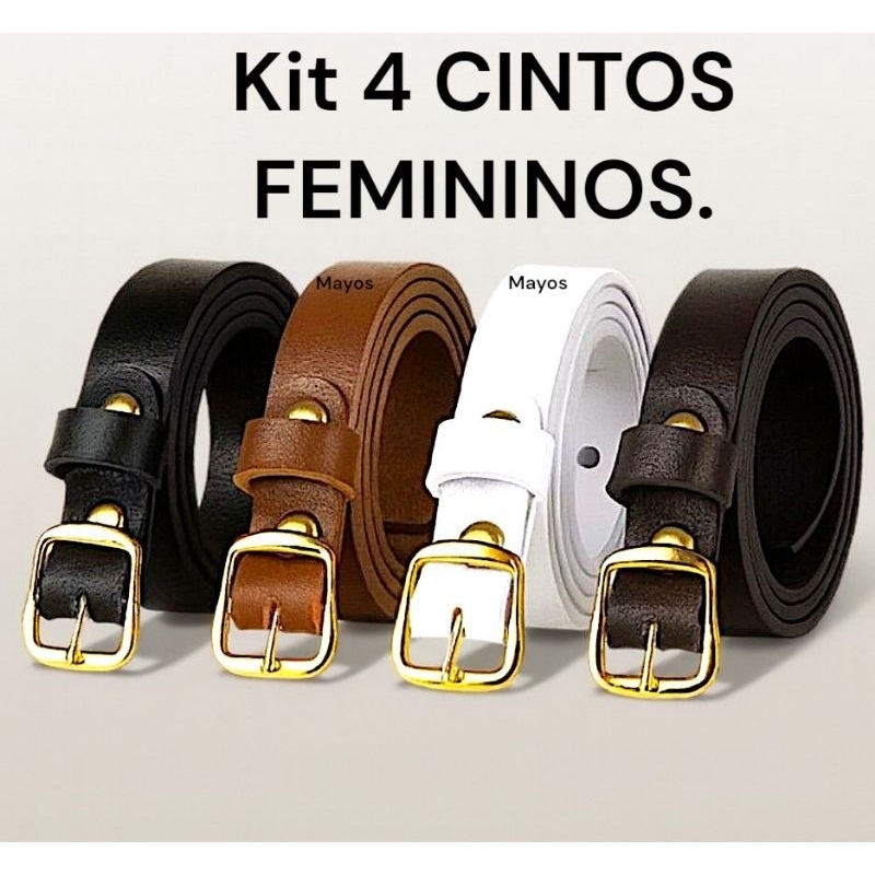 Kit 4 Cinto Feminino Fino Moda - DOURADA em Oferta na Shopee
