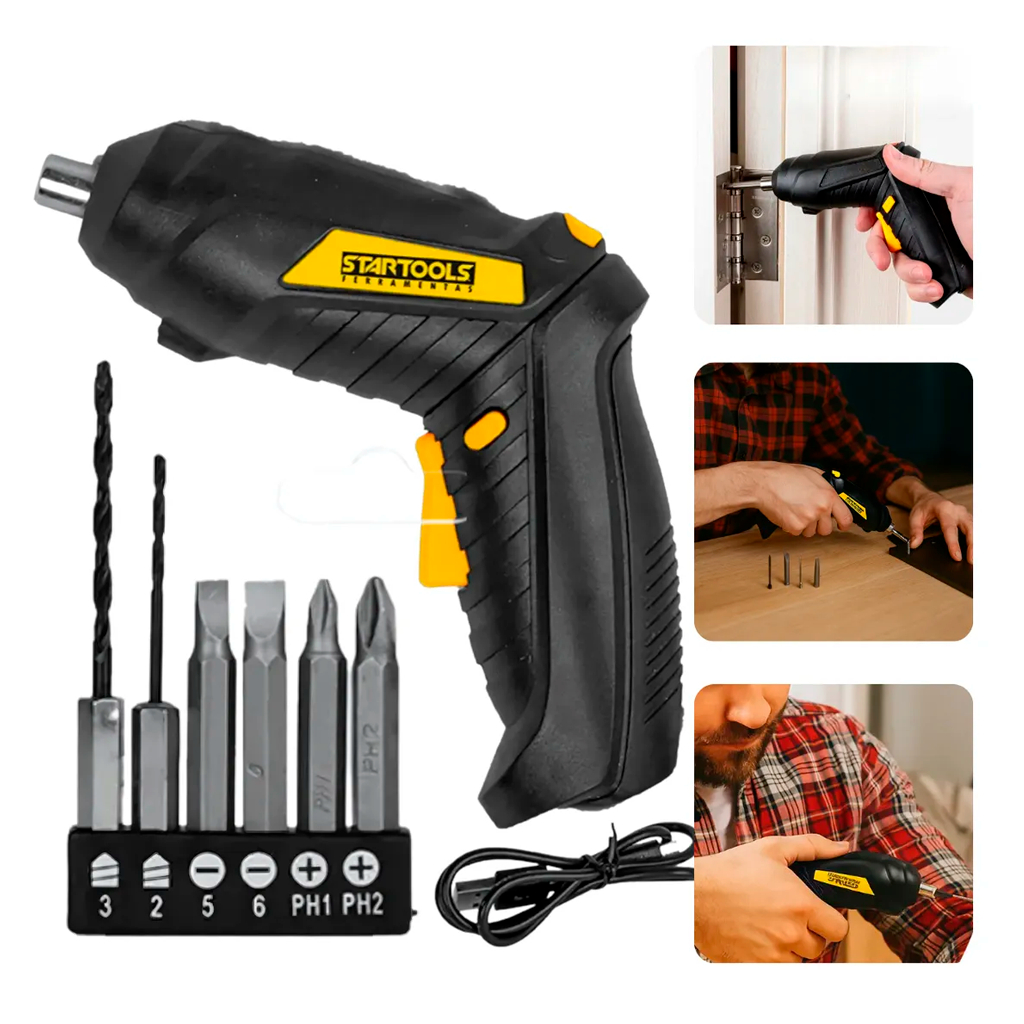 Kit Mini Parafusadeira 4.8V A Bateria + Bits Fenda Philips Broca Carregador Bivolt Portátil Prático em Oferta na Shopee