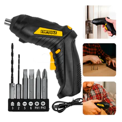 Kit Mini Parafusadeira 4.8V A Bateria + Bits Fenda Philips Broca Carregador Bivolt Portátil Prático