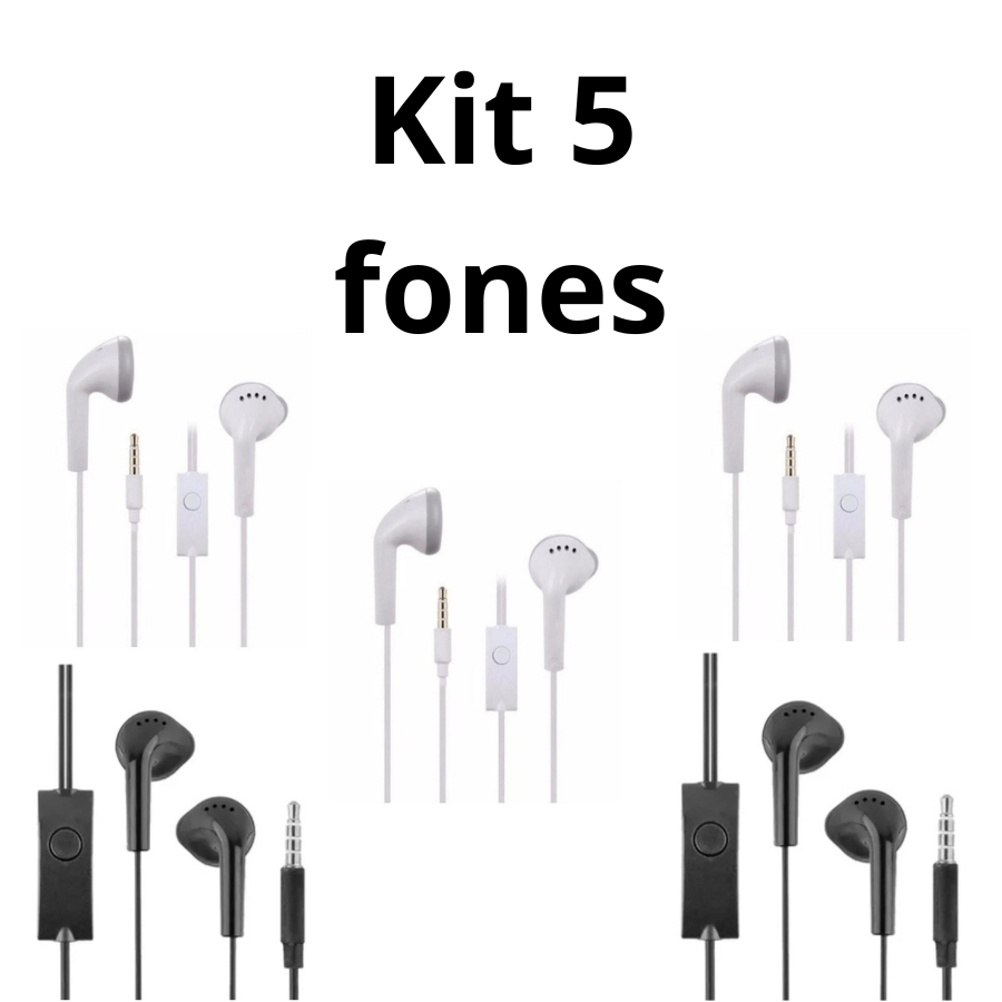 kit de 5 até 20 unidades Fone de Ouvido com Fio e Microfone 3.5mm compativel - celular- notebook - tablet - PC