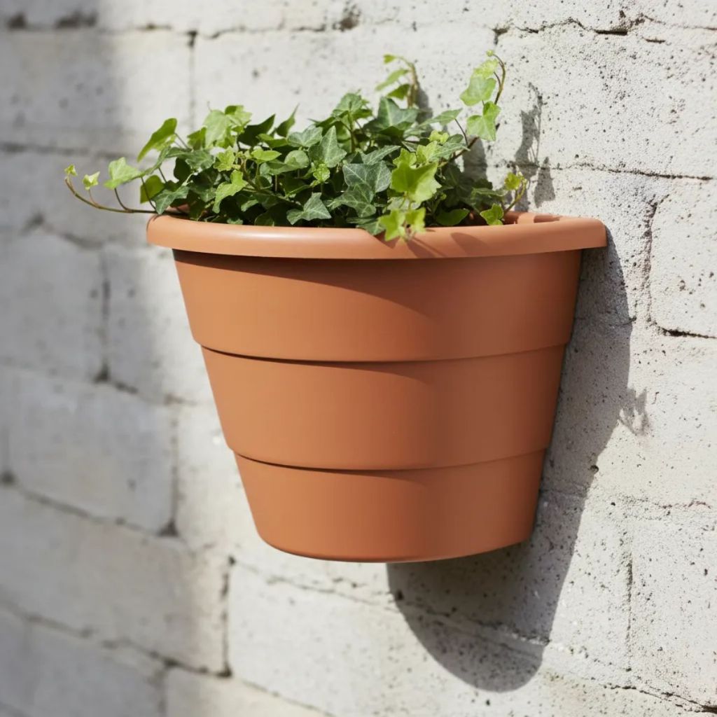 Kit Vaso Parede Cor Cerâmica Jardim Vertical Cor Tijolo Terracota Sacada Flores Orquídea Floreira