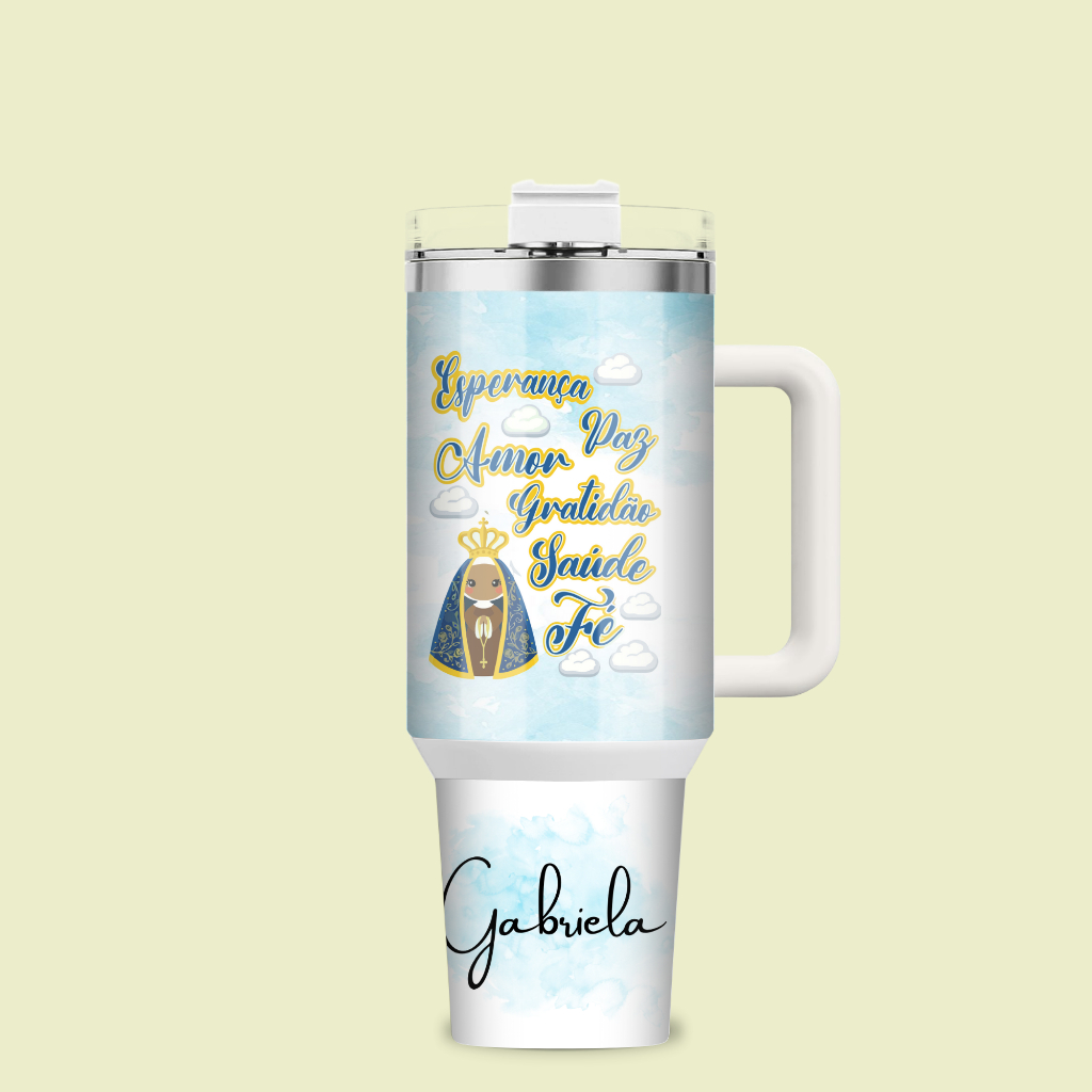 Garrafa Térmica Copão Personalizado inox 1200ML - Católica - Cristã - Nossa Senhora - COM NOME