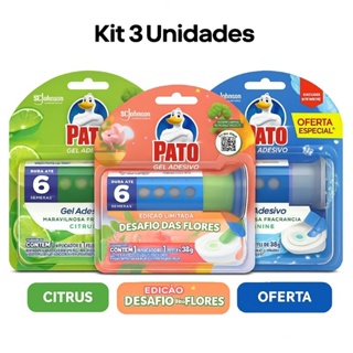 Pato Gel Adesivo Original  monte seu kit– Citrus + Flores + Marine – Dura 6 Semanas – Remove Odor e Perfuma o Banheiro em Oferta na Shopee