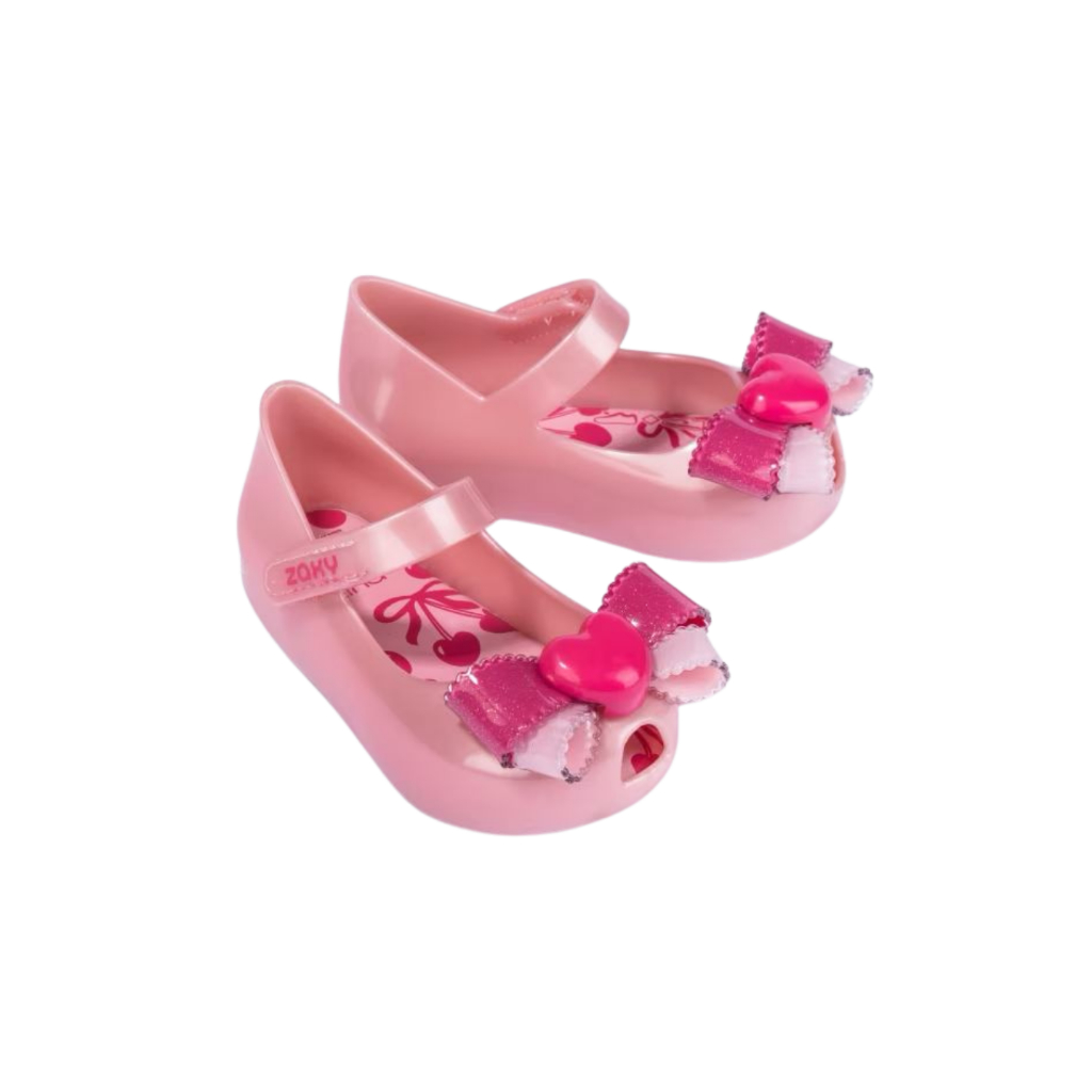 Sapatilha Bebê Zaxynina Princess Bow com Laço Rosa Glitter