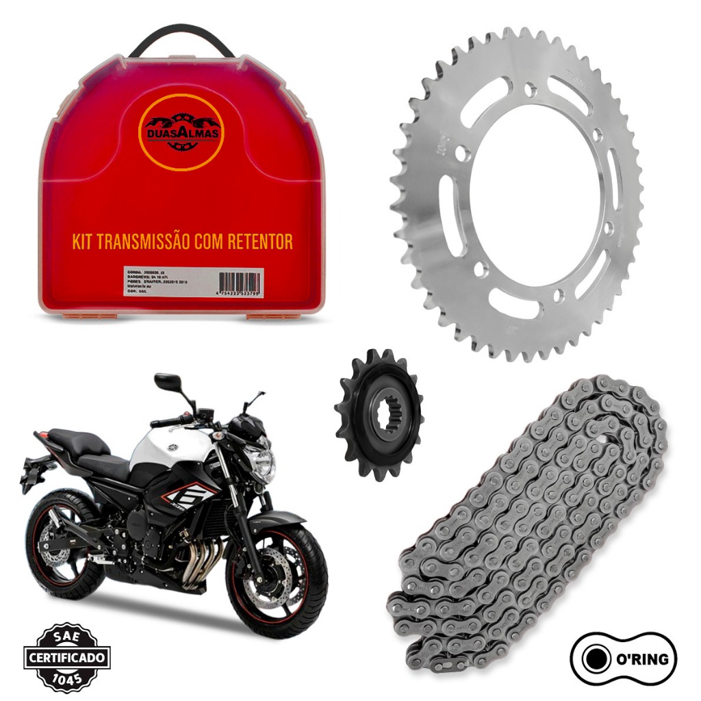 Kit Relação Xj6 Corrente Com Retentor Duas Almas ótima Qualidade com durabilida