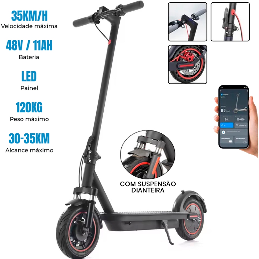 Patinete Elétrico De 350w Bateria De Alta Alcança Velocidades De 25-30km/h, Autonomia De 4-5 Horas