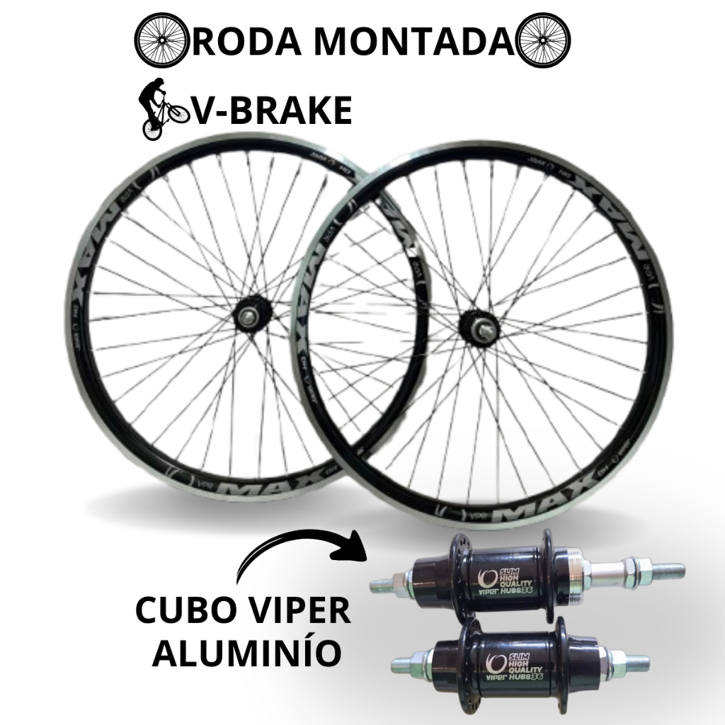 Par Roda Montada V-Break Aro 26 x 1.9 Largo Vprmaxx Cubo Aluminio Rolamentado Viper 36 Furos MTB