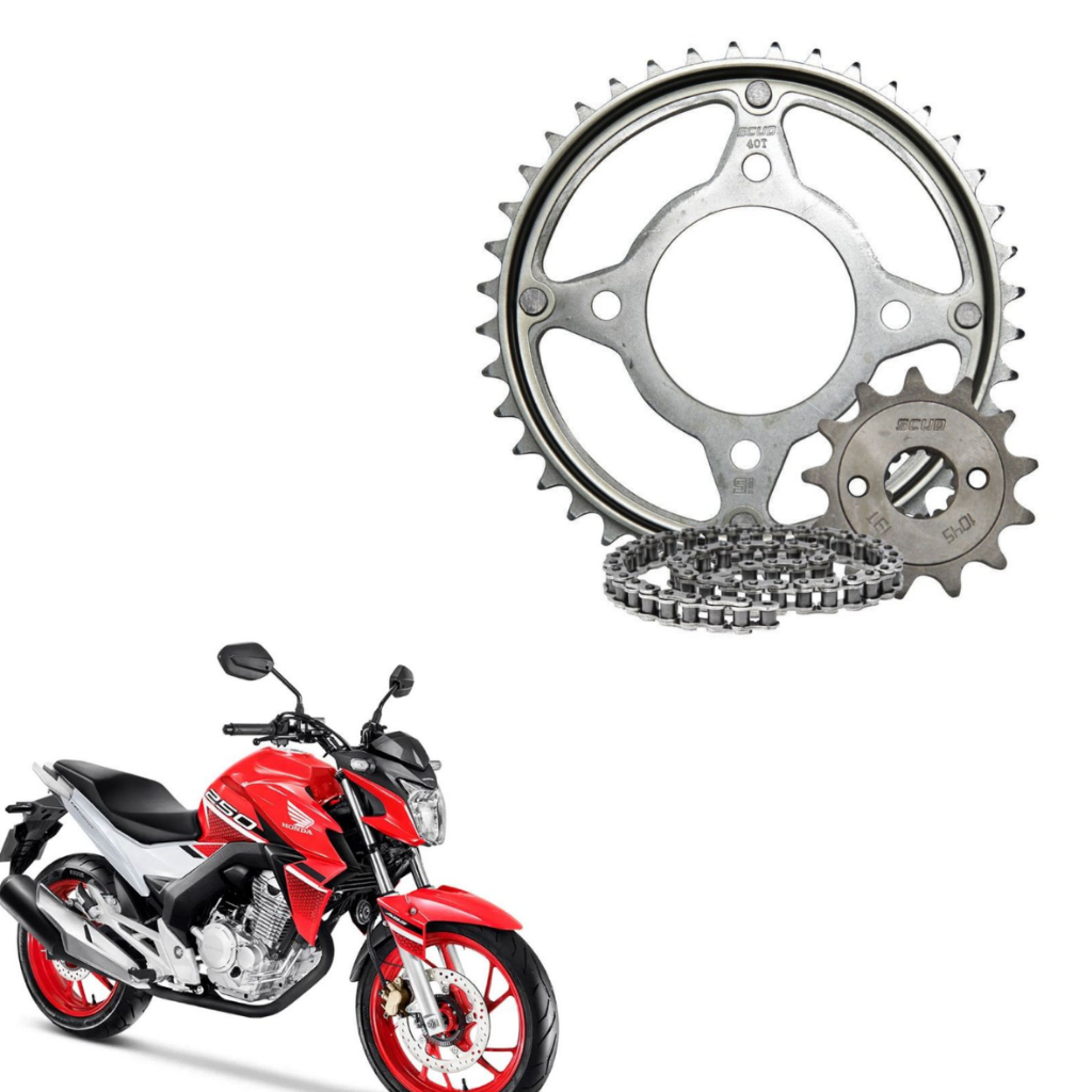 Kit Transmissão Cb250 Twister 2016 a 2022 Aço 1045 Scud