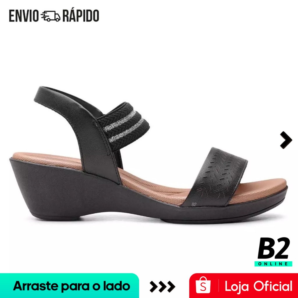 Sandália Usaflex Anabela Elástico Tiras Feminina Original com Nota Fiscal e Garantia em Oferta na Shopee