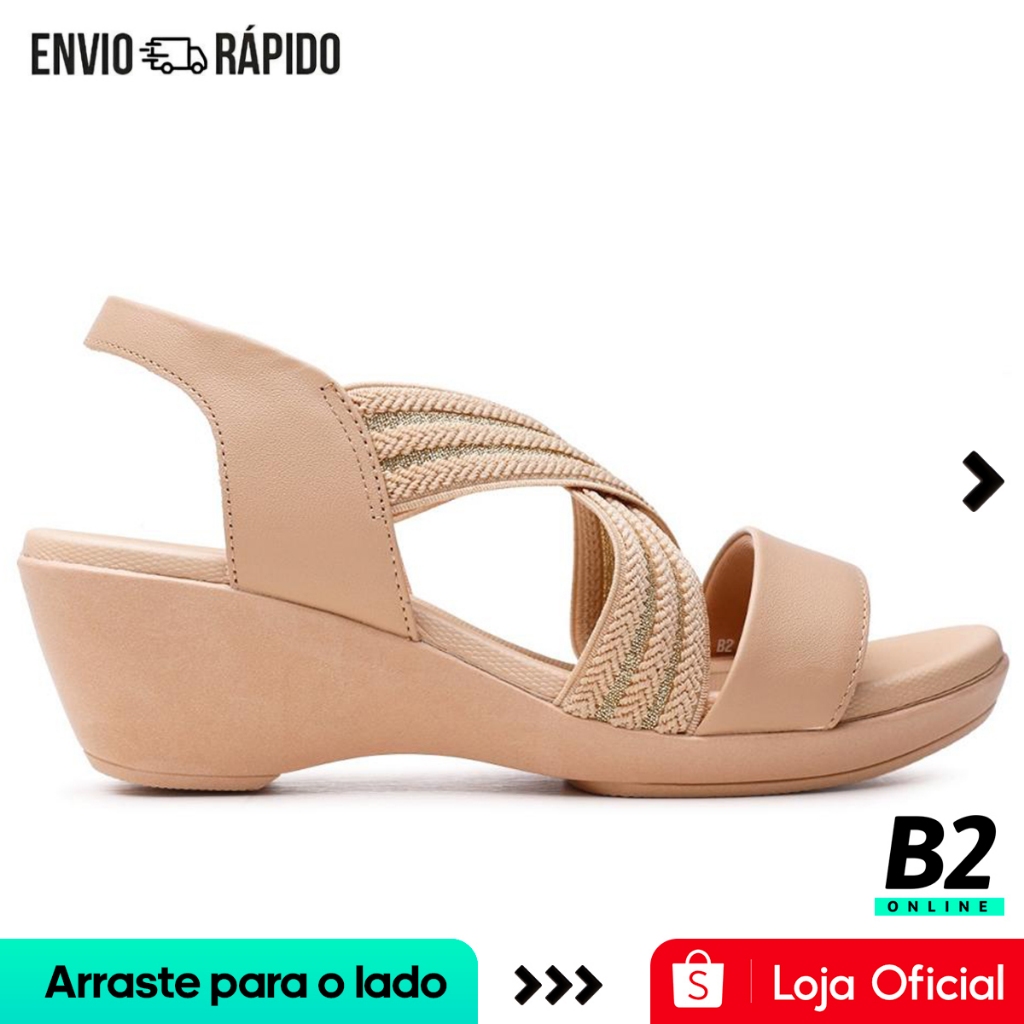 Sandália Usaflex Anabela Elástico Tiras Entrelaçadas Feminina Original com Nota Fiscal e Garantia em Oferta na Shopee