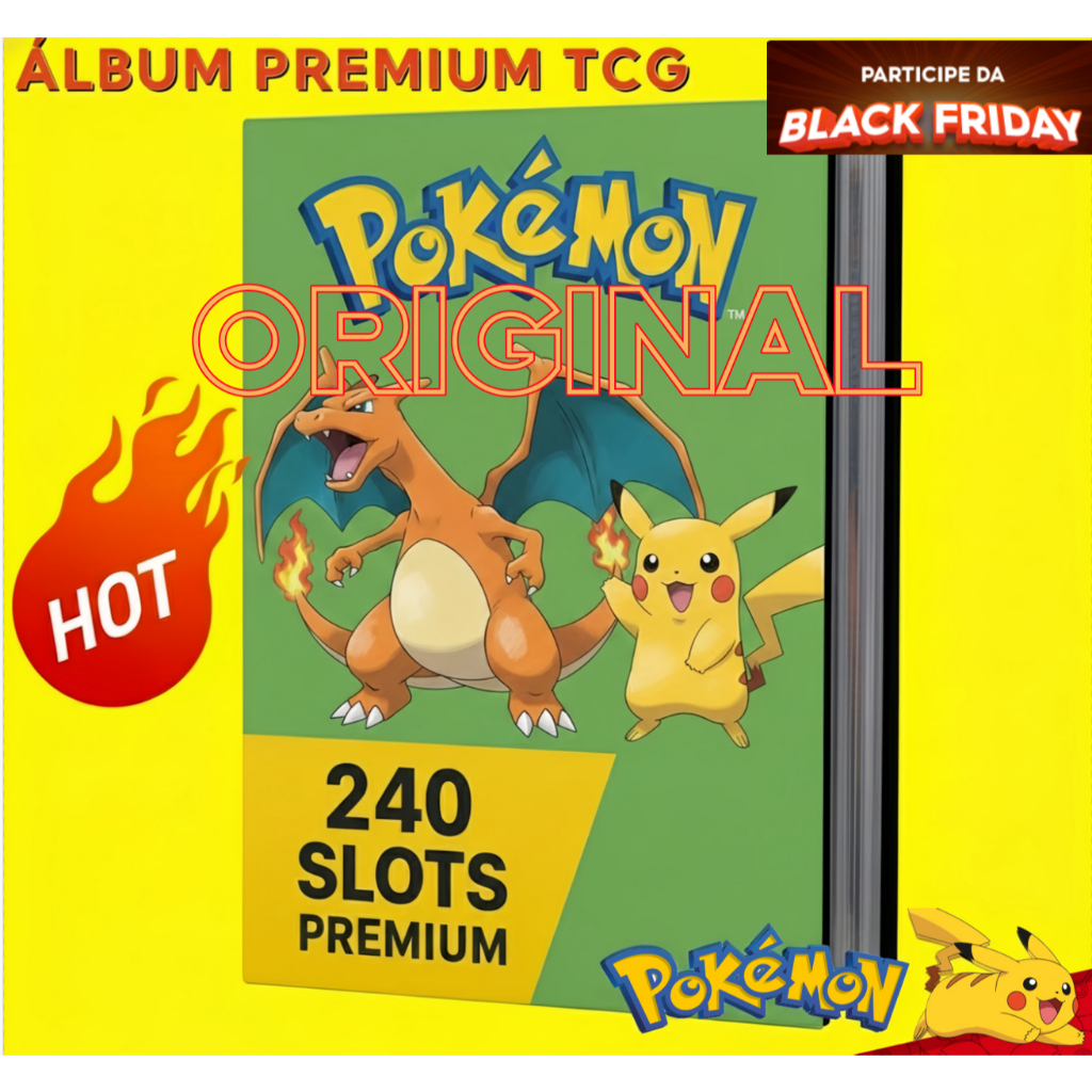 Álbum Pokémon Pikachu Eevee Charizard  bola relâmpago Detetive Pikachu Pasta Porta 240 Cartas com Folhas Card Tcg