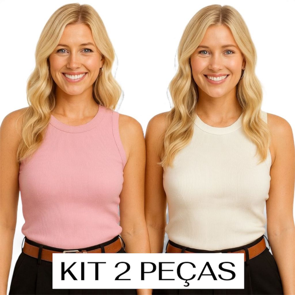 Kit 2 Regata Canelada Anarruga Regatinha Feminina Verão Casual Confortável Minimalista Look Feminino em Oferta na Shopee
