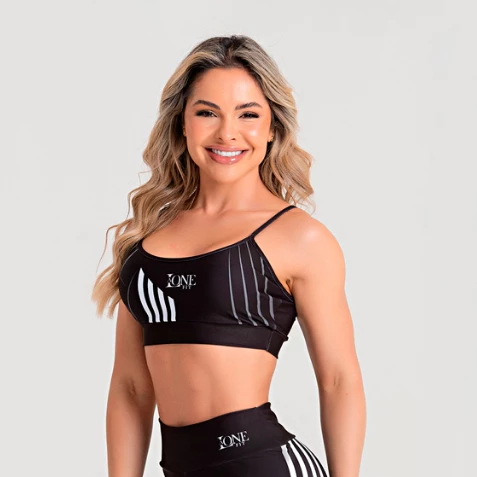 Top Feminino de Academia Blackout Alta Sustentação Forro Duplo Zero Transparência VELVET - LAONEFIT — imagem 1