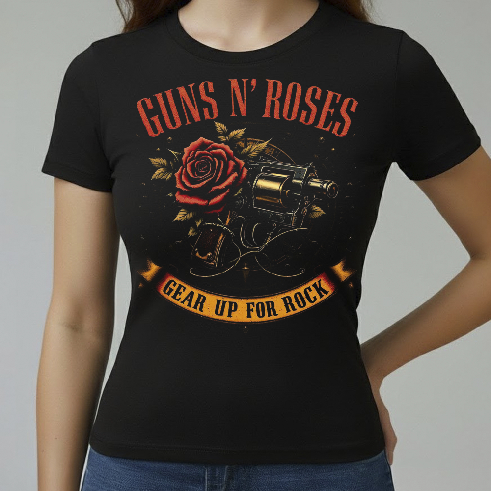 Camiseta Baby Look Feminina Algodão Conforto Qualidade Estampada Guns N' Roses Símbolo Tamanho P GG em Oferta na Shopee
