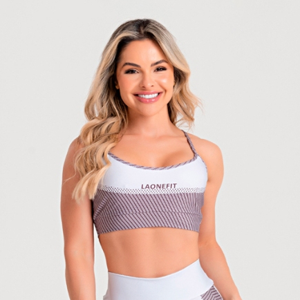 Top Feminino Academia Blackout Alta Sustentação Forro Duplo Zero Transparência BRIGADEIRO - LAONEFIT em Oferta na Shopee
