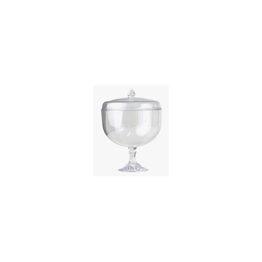 Taça Para Pavê Sobremesa Acrílico 1250ml Com Tampa Safira Cor Branco