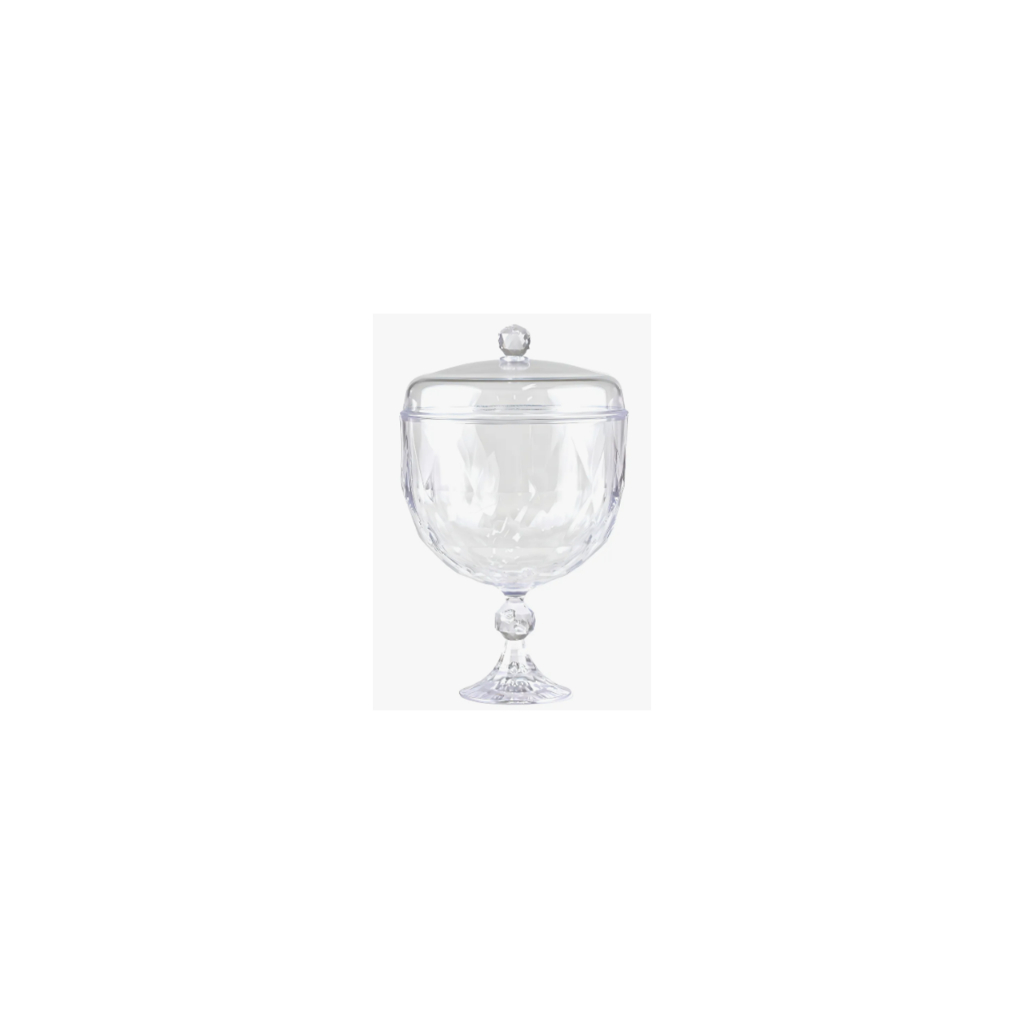 Taça Para Pavê Sobremesa Acrílico 1250ml Com Tampa Diamante Cor Transparente