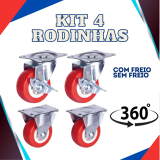 Kit de 4 Un Rodízio Com Freio 50mm Roda Rodinhas para moveis Giratórias 400Kg em Oferta na Shopee