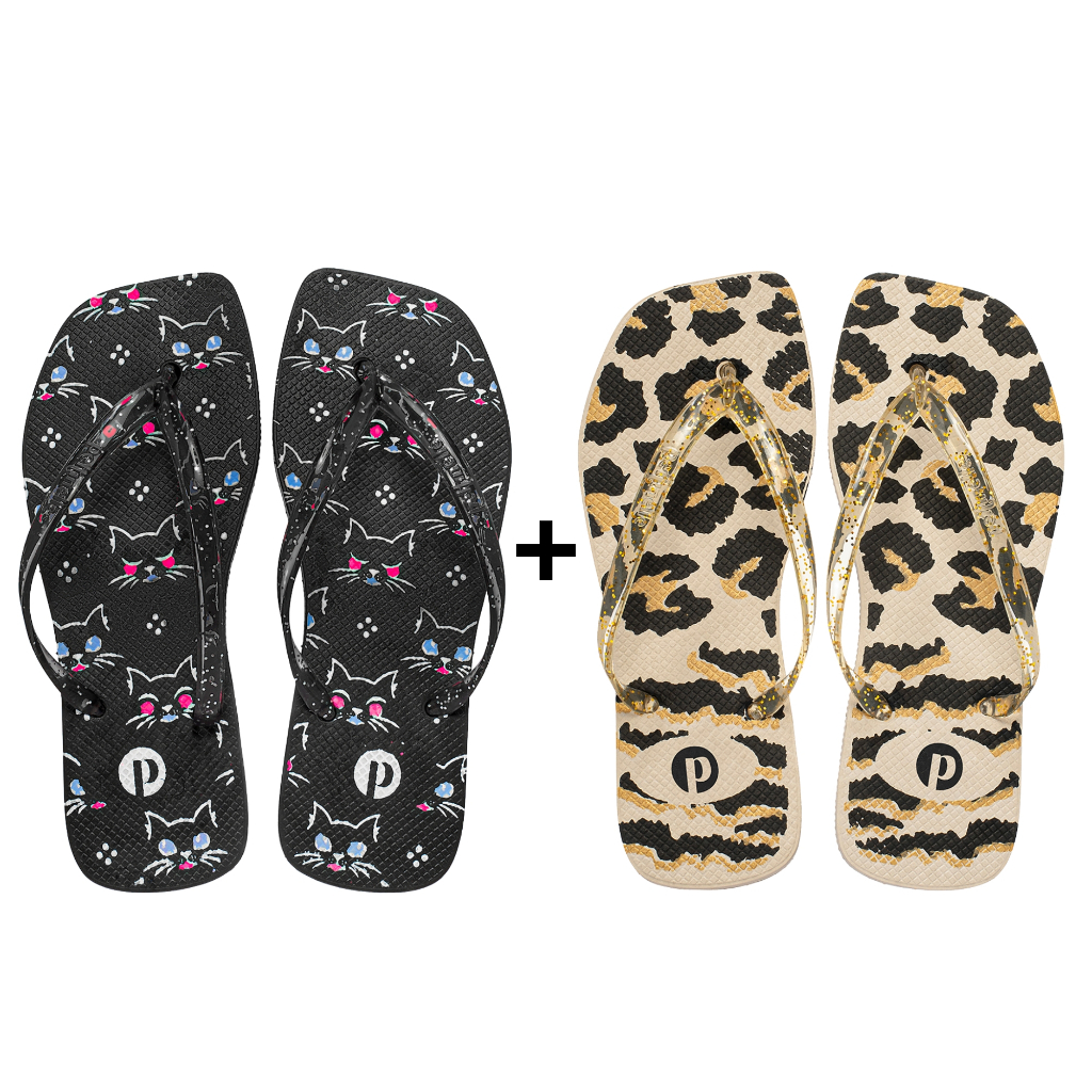 Kit Chinelo Feminino Animal Print Confortável Leve Macio