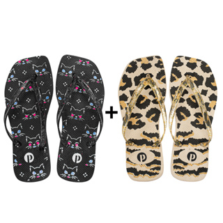 Kit Chinelo Feminino Animal Print Confortável Leve Macio em Oferta na Shopee