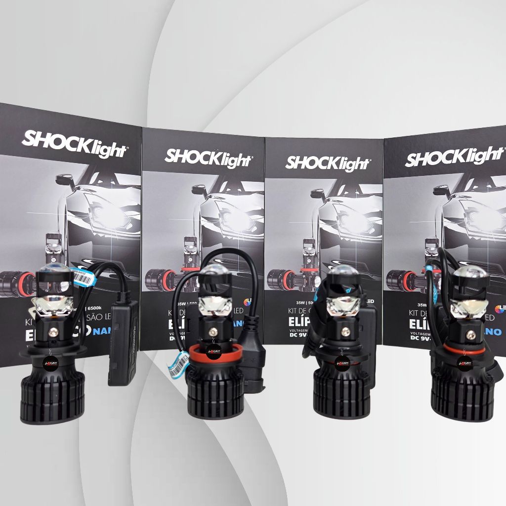 SHOCKLIGHT - Kit lampadas Ultra Led Conversão Projetor Elíptico Nano 35w 5000lm 12V 6500K