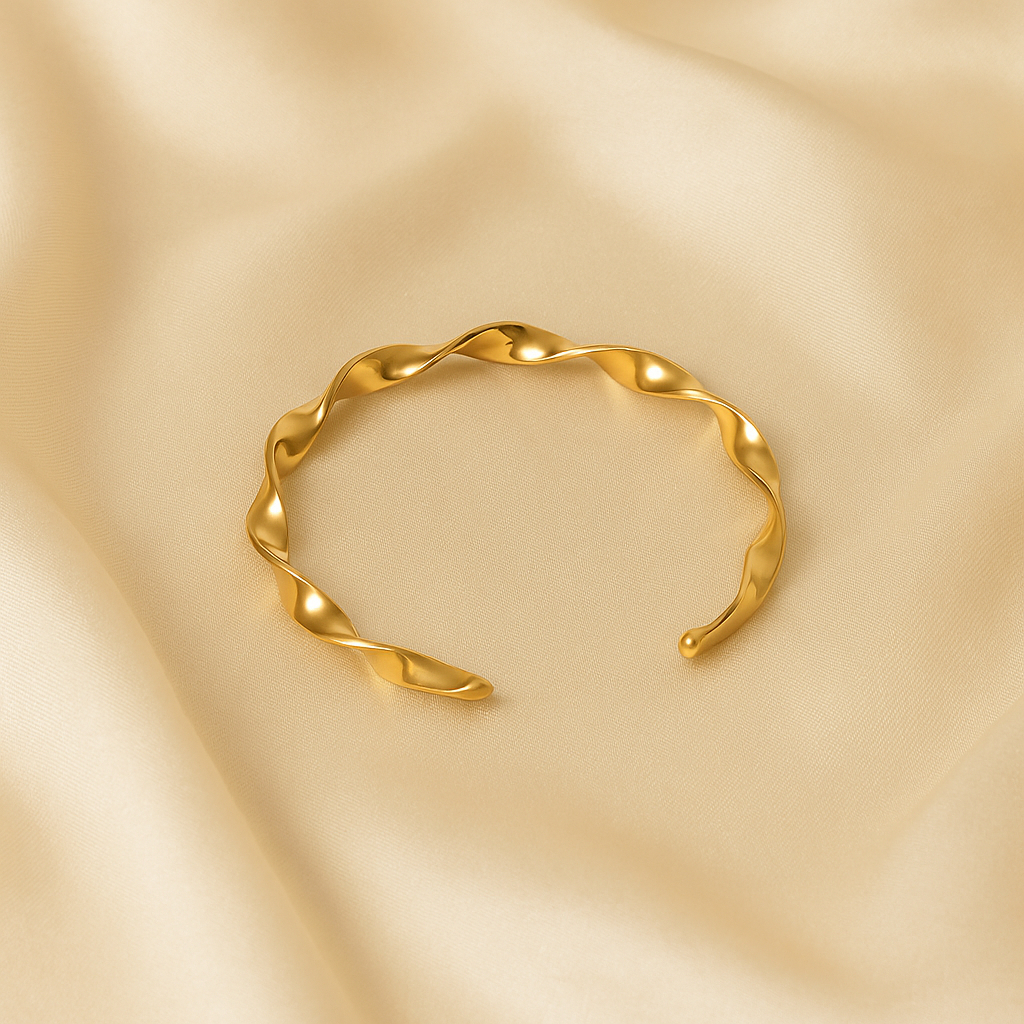 Bracelete Feminino Design Torcido Toque Fashion Uso Diário Garantia Banhado a Ouro 18k