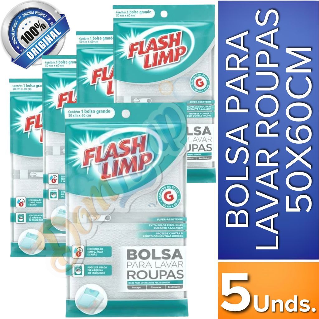 Kit 5 Bolsa Saco Para Lavar Roupas Grande 50X60cm Flash Limp em Oferta na Shopee