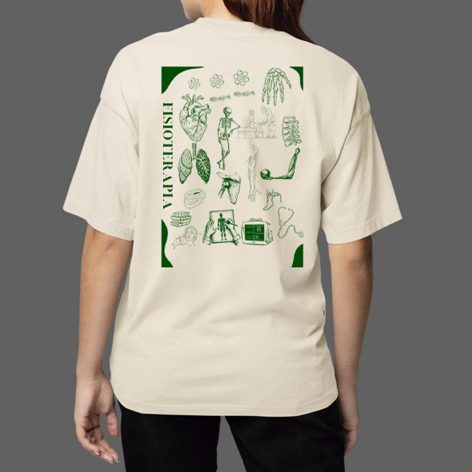 Camiseta Estampada Unissex Fisioterapia 100% Algodão Casual Personalizada Profissão