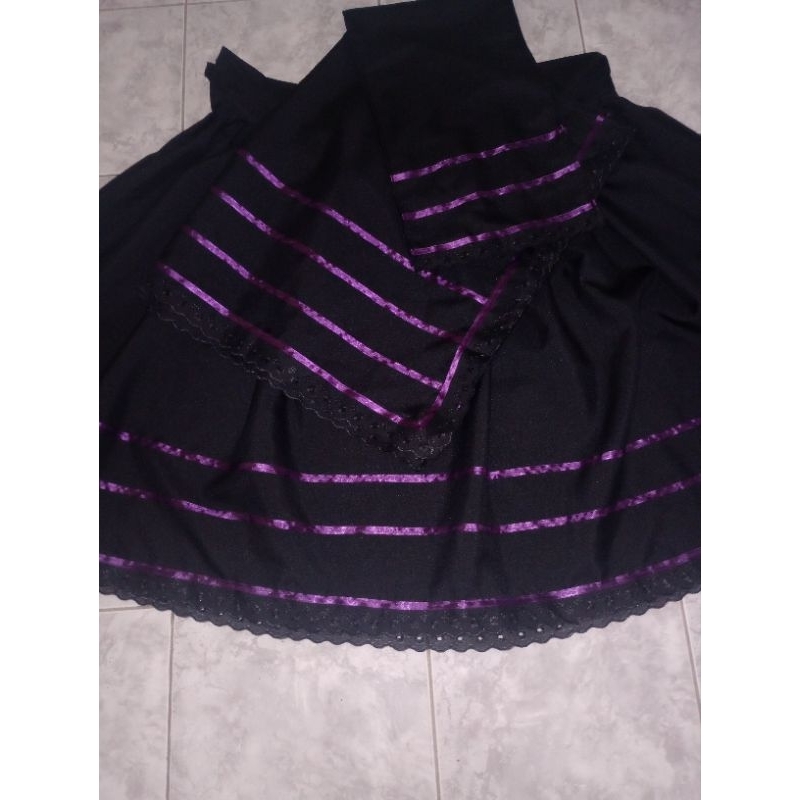 conjunto 3 peças pombagira luxo umbanda e candomblé preto acabamento roxo modelo festa
