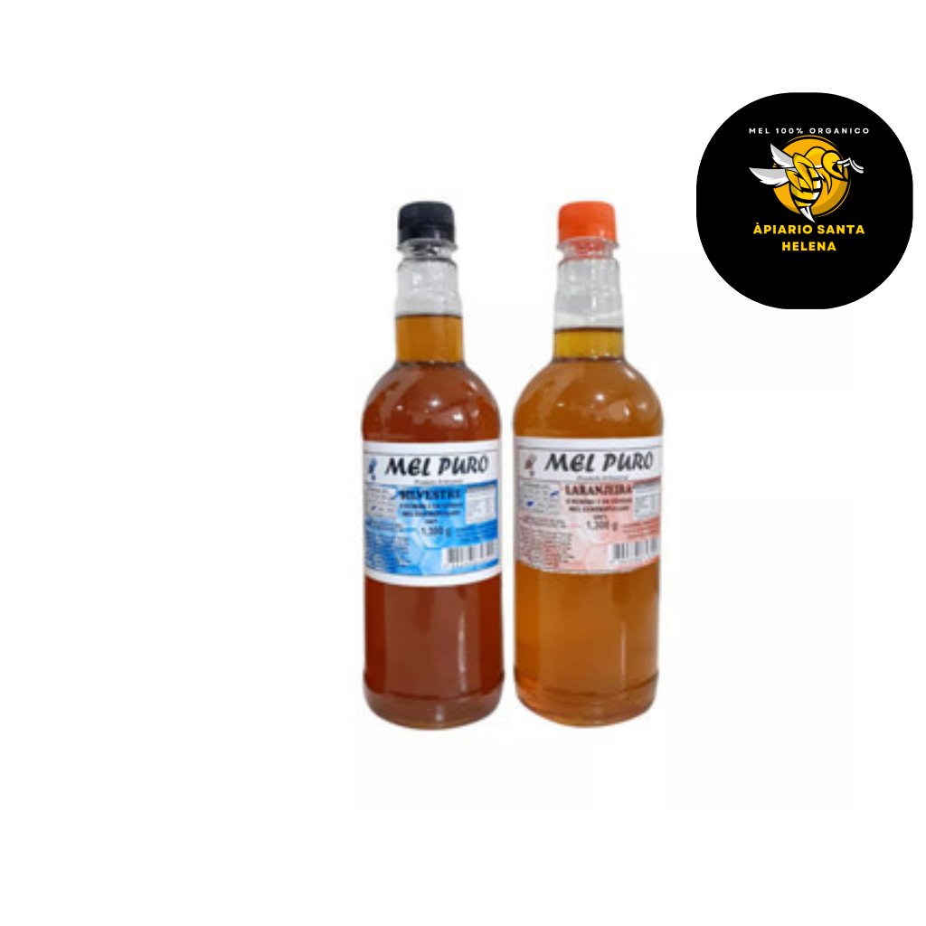 Kit 2 Mel Puro 100% Orgânico Florada Laranjeira e Silvestre 1,3kg em Oferta na Shopee