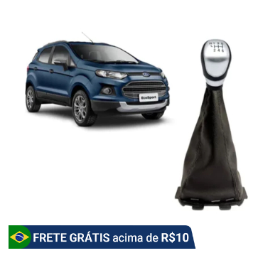 kit Coifa Alavanca Cambio E Bola Manopla Ecosport 2013 A 2021 2020 6 Marchas Lente Prata