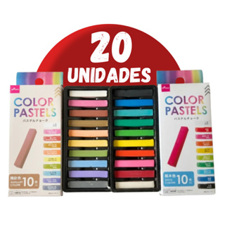 KIT 20 Cores Giz Pastel Seco Florescente Colorir e Desenhar Aquarela Biscut Pintar Cabelo em Oferta na Shopee