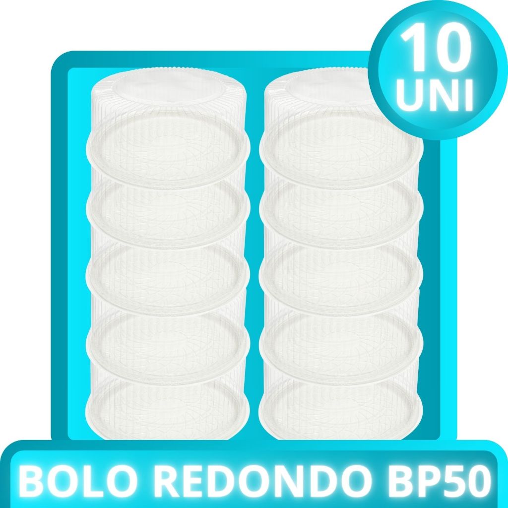 Embalagem Plásica Descartavel Redonda Para Bolo Torta Doce Bp50 Com 10 Unidades