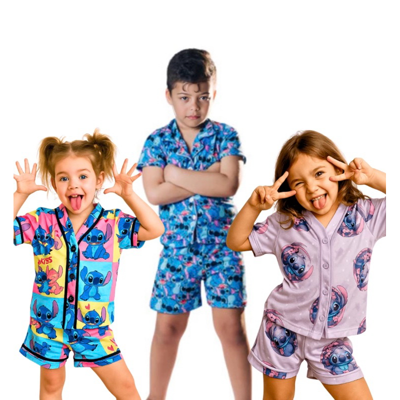 Pijama americano infantil masculino e feminino em Oferta na Shopee