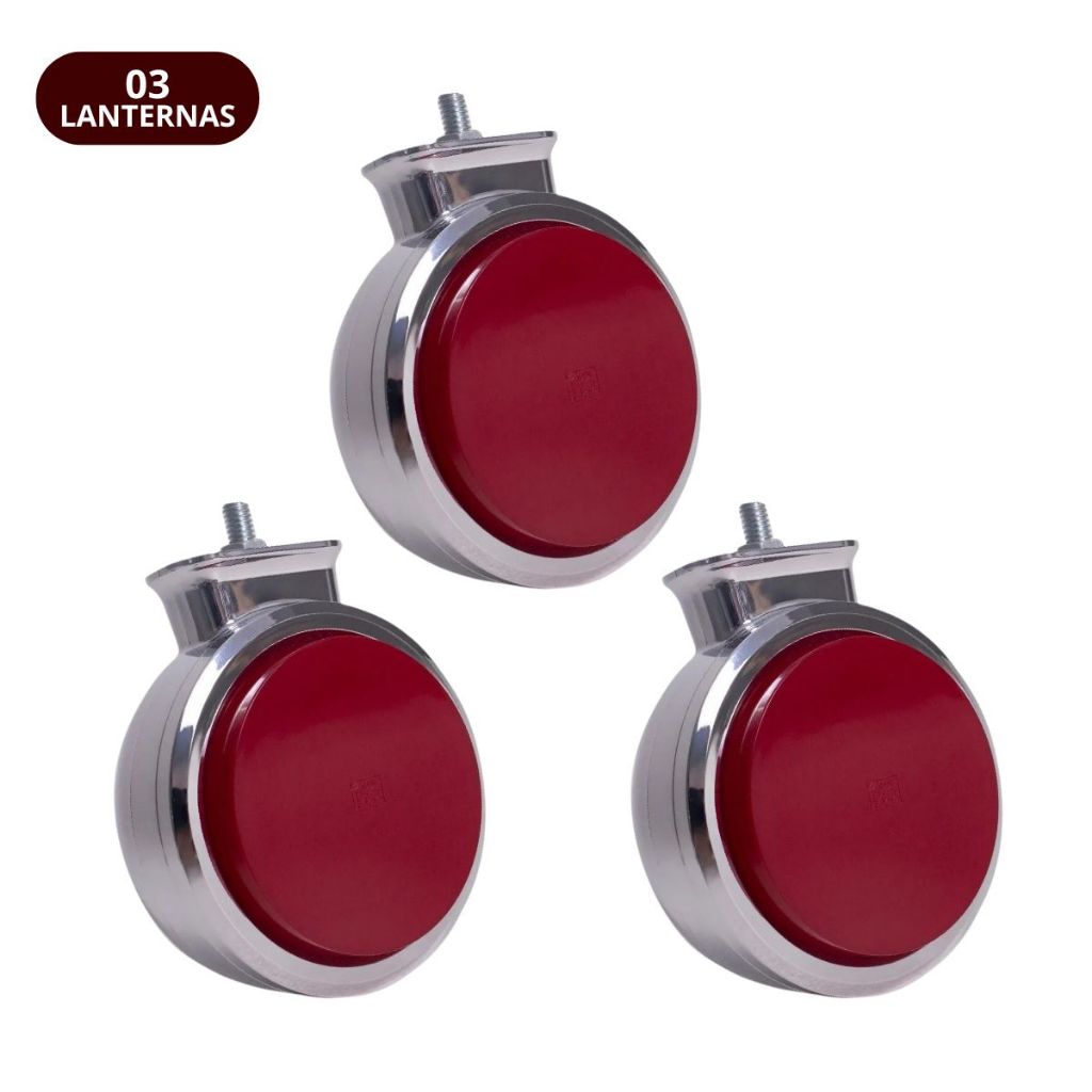 Detalhes do Kit 3 Lanternas Bojuda Foguinho Maria Full Led Acabamento Cromada Lente Vermelha