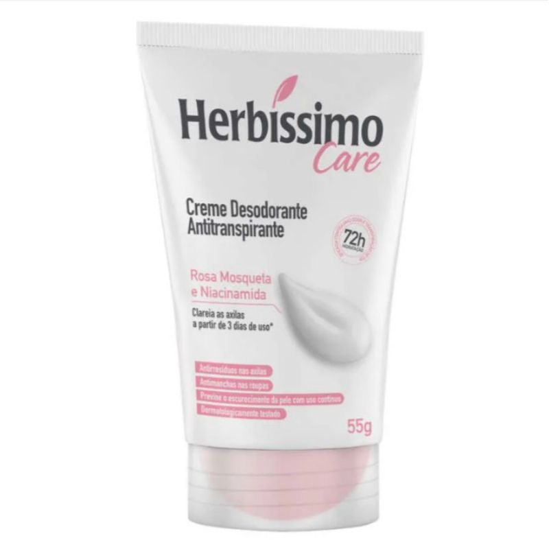 Desodorante Antitranspirante Creme Care Rosa Mosqueta e Niacinamida 55g - Herbíssimo