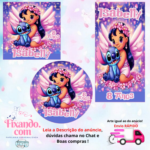 LILO E STITCH - 100/60/40 Adesivos Personalizados para Festas ( Envia Rápido)