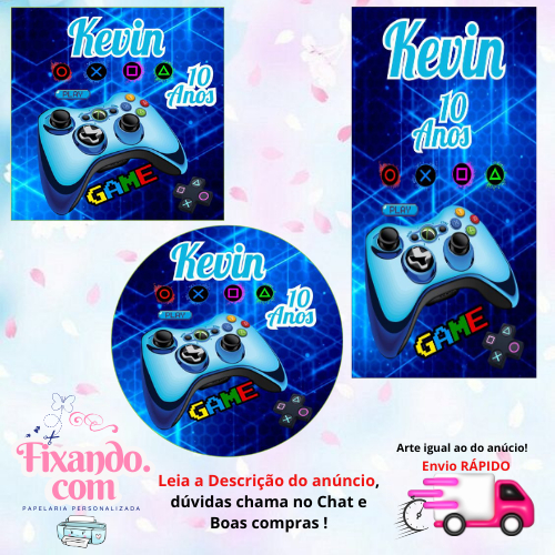 VIDEO GAME - 100/60/40 Adesivos Personalizados para Festas ( Envia Rápido) em Oferta na Shopee