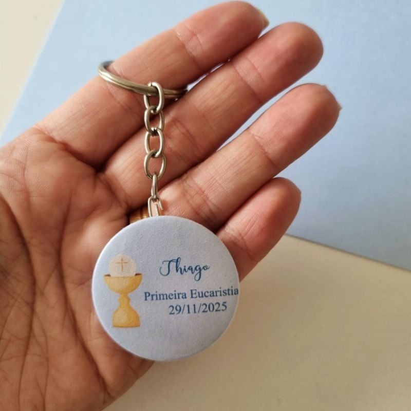 kit Lembrancinha Primeira Comunhão Chaveiros Personalizados Eucaristia Lembrança Igreja