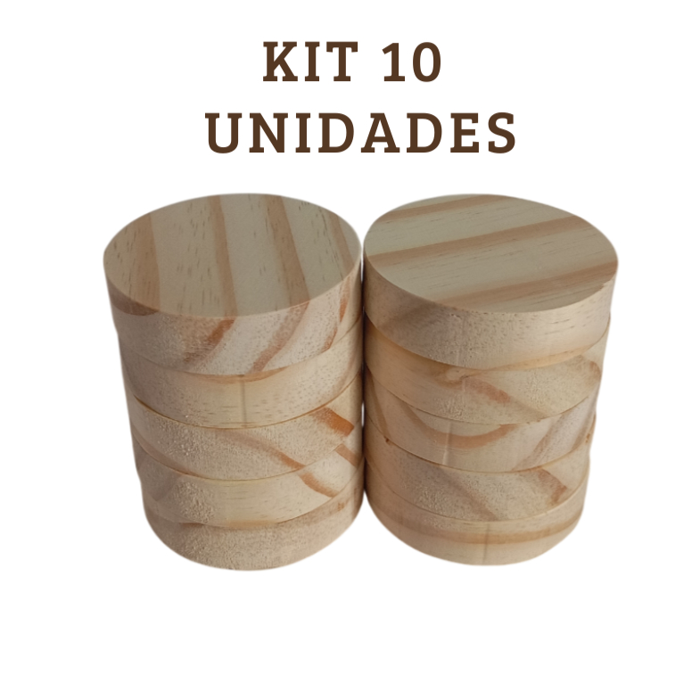 Kit 10 Placa Redonda De Madeira Pinus Bolacha Base Tábuas Redonda Artesanato