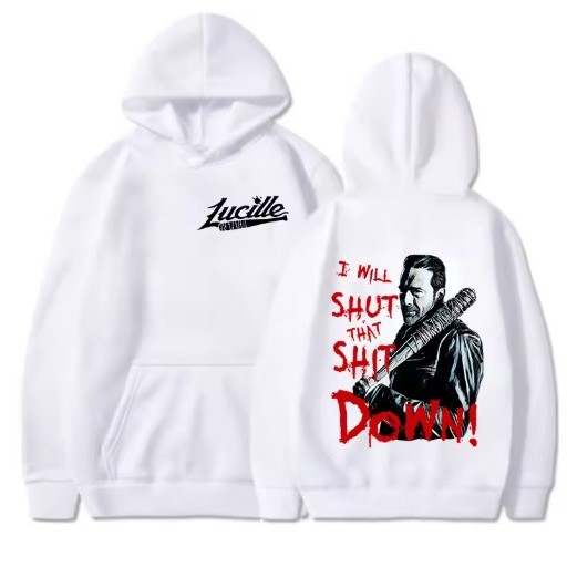 Homens e mulheres negan este é lucille the walking dead impresso hoodie casual topos unisex harajuku moletom de manga lo