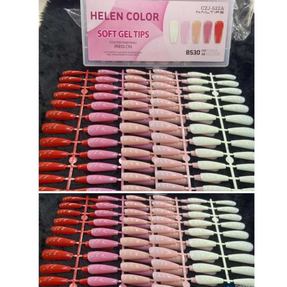 Kit 240 Unhas Soft Gel  Alongamento 5 Cores Colors Helen Color Lançamento em Oferta na Shopee