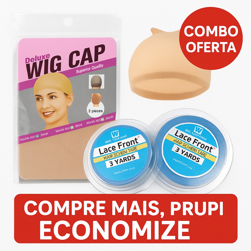 Kit Touca de Peruca+Fita Lace 3 Yards e Wig Cap 2/4/6/10 Pecas Fita Forte Dupla Face para Lace Front em Oferta na Shopee