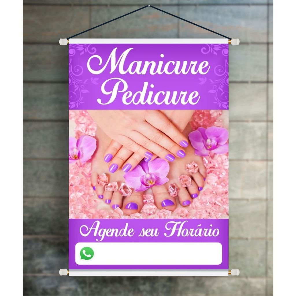 BANNER ARTE PRONTA MANICURE PEDICURE ROXO em Oferta na Shopee