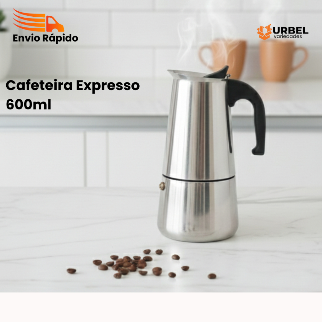 Cafeteira Italiana Aço Inox 450ml 600ml Expresso Design Moderno