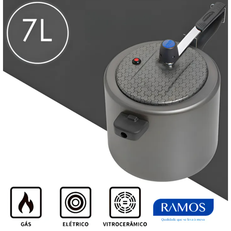 PANELA DE PRESSÃO 7 LITROS ANTIADERENTE- ALUMINIO RAMOS -SELO INMETRO-A- ENVIO IMEDIATO- em Oferta na Shopee