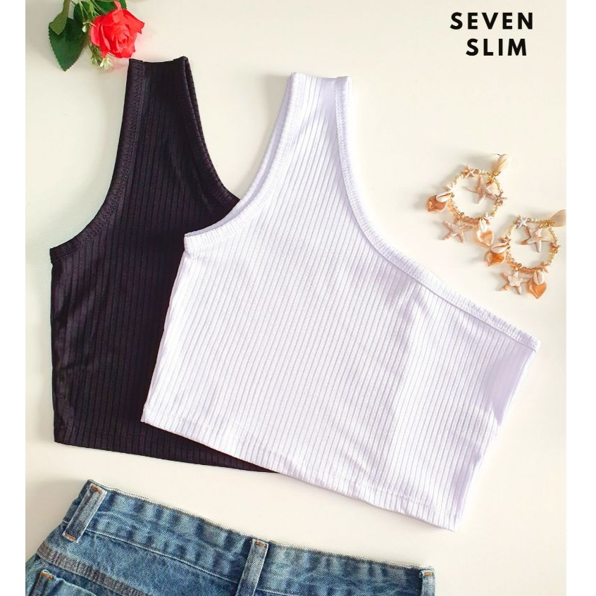 KIT2 Cropped Top um ombro Nula Manga básica regata feminina Mula Manca