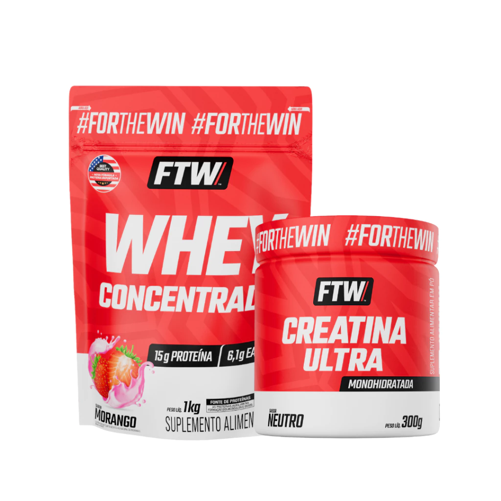 Kit Whey Concentrado 1kg +  Creatina Ultra Pote 300g - FTW
