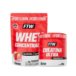 Kit Whey Concentrado 1kg + Creatina Ultra Pote 300g - FTW