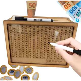 Cofre desafio woodbox em MDF 10 mil 5 mil 2 mil 1 mil em Oferta na Shopee